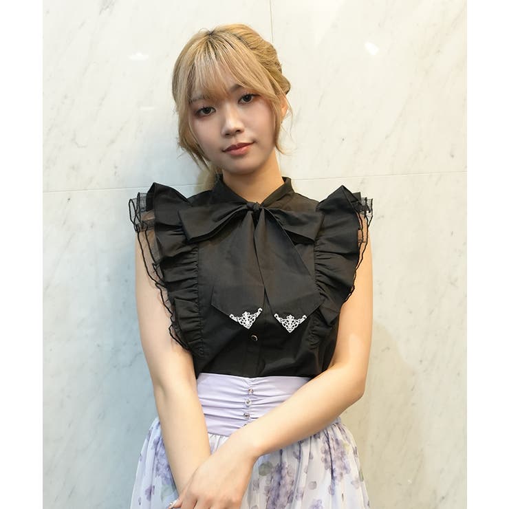 チュールフリルノースリブラウス | axes femme | 詳細画像11 