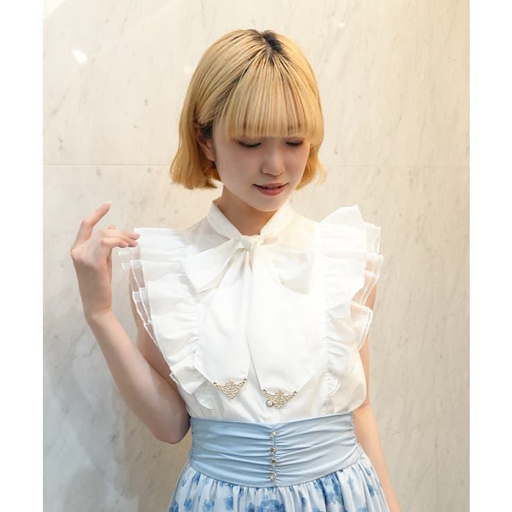 チュールフリルノースリブラウス | axes femme | 詳細画像12 