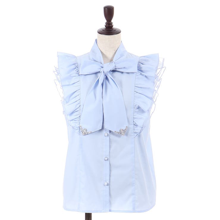 サックス | チュールフリルノースリブラウス | axes femme