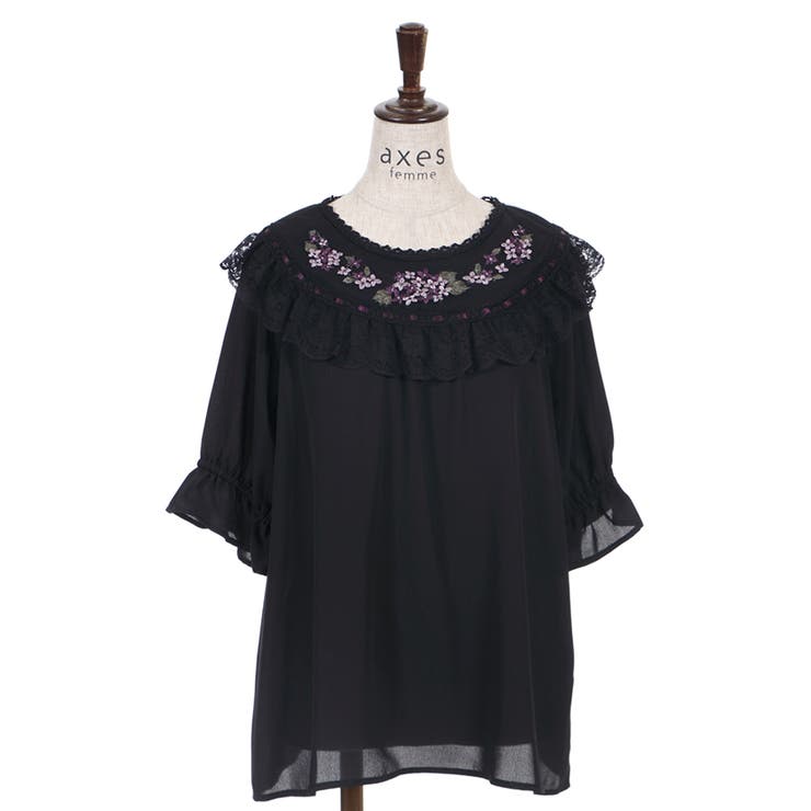 紫陽花刺繍ブラウス[品番：IGAW0000496]｜axes femme