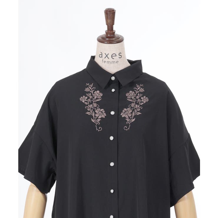 チャイナ釦薔薇柄切替ワンピース | outlet | axes femme online shop
