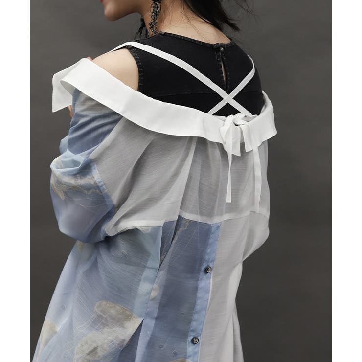 揺蕩う海月シアーロングシャツ[品番：IGAW0006666]｜axes femme