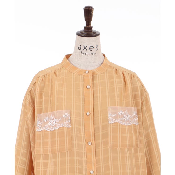 シアーチェックロングシャツ[品番：IGAW0001776]｜axes femme