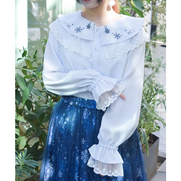 スノー・ローズ刺繍ブラウス | axes femme | 詳細画像1 