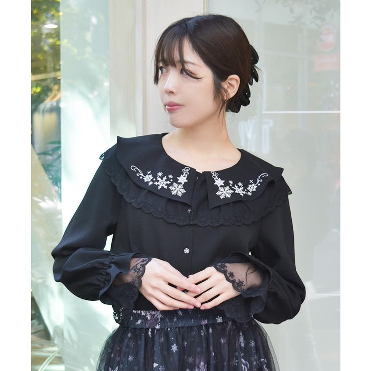 スノー・ローズ刺繍ブラウス | axes femme | 詳細画像10 