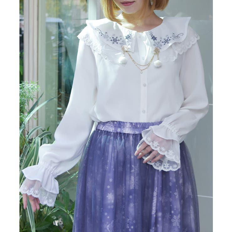 白 | スノー・ローズ刺繍ブラウス | axes femme