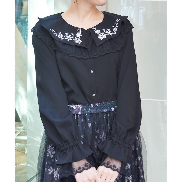 黒 | スノー・ローズ刺繍ブラウス | axes femme