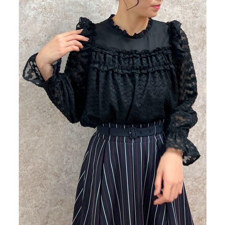 ジャカードシフォンブラウス[品番：IGAW0004268]｜axes femme 