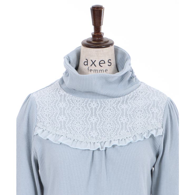 レース切替リブタートル[品番：IGAW0001064]｜axes femme（アクシーズ 