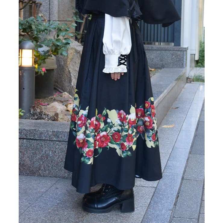 椿柄スカート | axes femme | 詳細画像2 