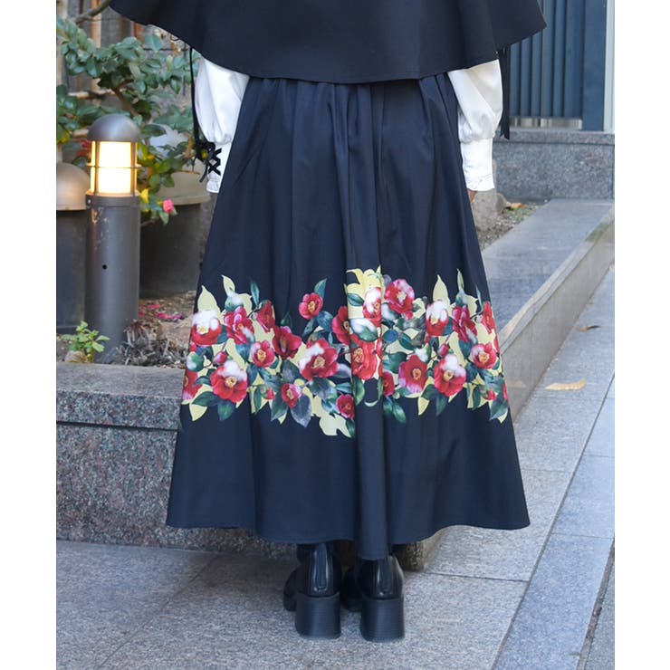 椿柄スカート | axes femme | 詳細画像3 