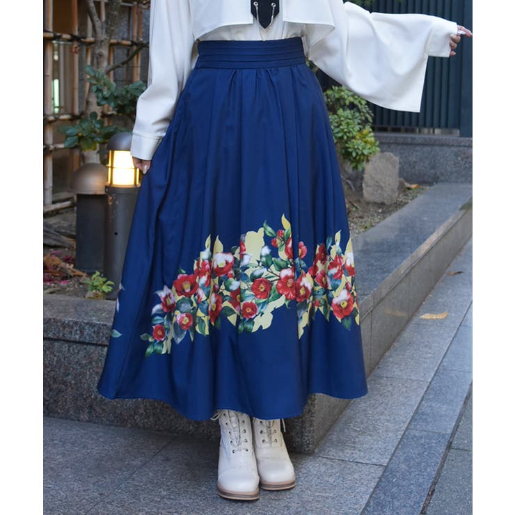 紺 | 椿柄スカート | axes femme