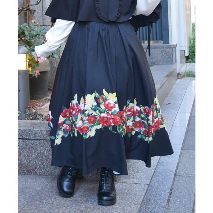 黒 | 椿柄スカート | axes femme