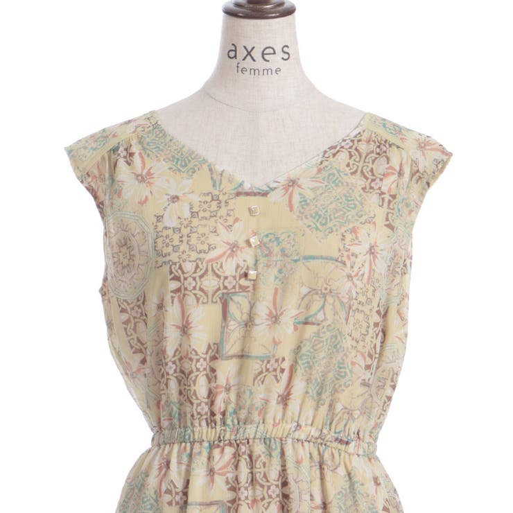 フラワー×タイル柄楊柳ワンピース | axes femme | 詳細画像10 