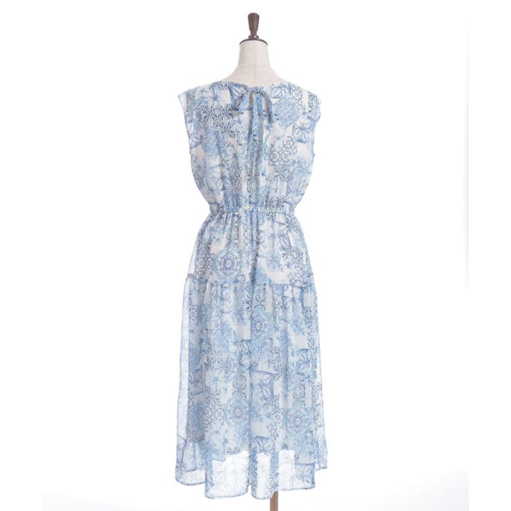 フラワー×タイル柄楊柳ワンピース | axes femme | 詳細画像17 