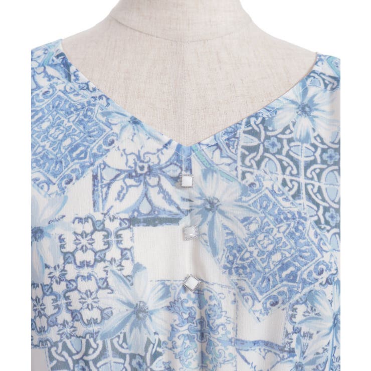 フラワー×タイル柄楊柳ワンピース | axes femme | 詳細画像18 