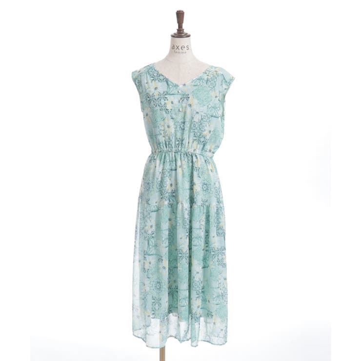 フラワー×タイル柄楊柳ワンピース | axes femme | 詳細画像23 