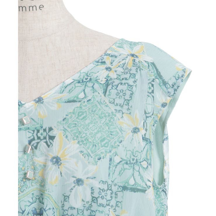 フラワー×タイル柄楊柳ワンピース | axes femme | 詳細画像29 