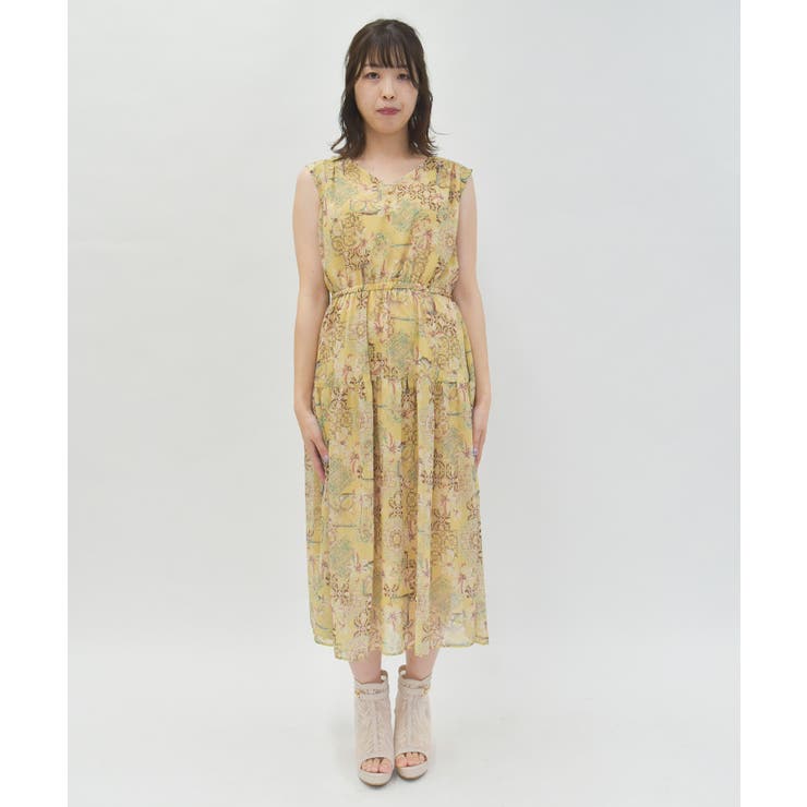 フラワー×タイル柄楊柳ワンピース | axes femme | 詳細画像4 