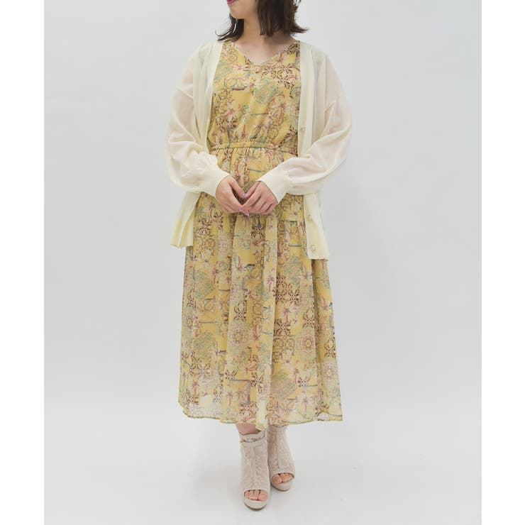 フラワー×タイル柄楊柳ワンピース | axes femme | 詳細画像6 