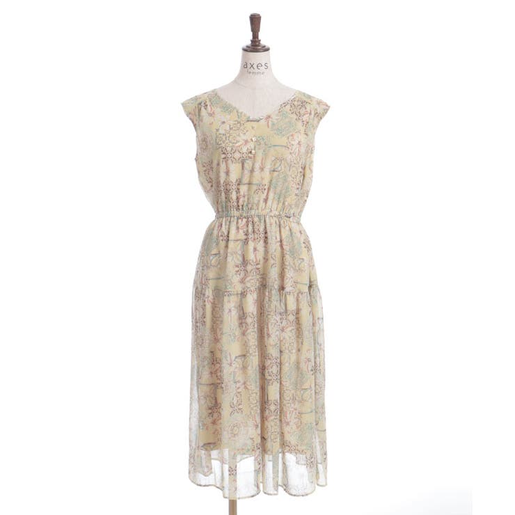 フラワー×タイル柄楊柳ワンピース | axes femme | 詳細画像7 