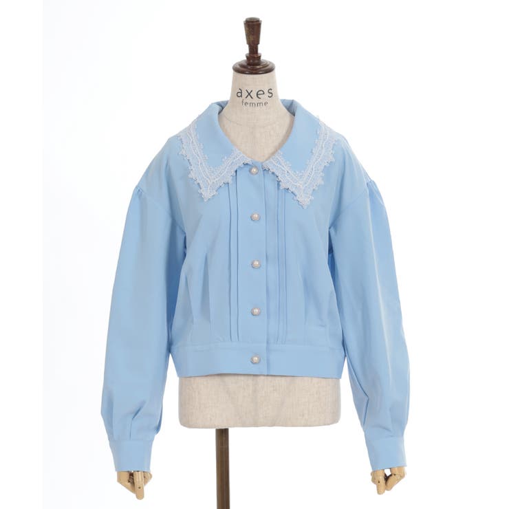 GASA / ガサ | 劇場の片隅 エンブロイダリー ブラウス シャツ | F | ash blue | レディース GASA / ガサ | 劇場の片隅 エンブロイダリー ブラウス シャツ | F