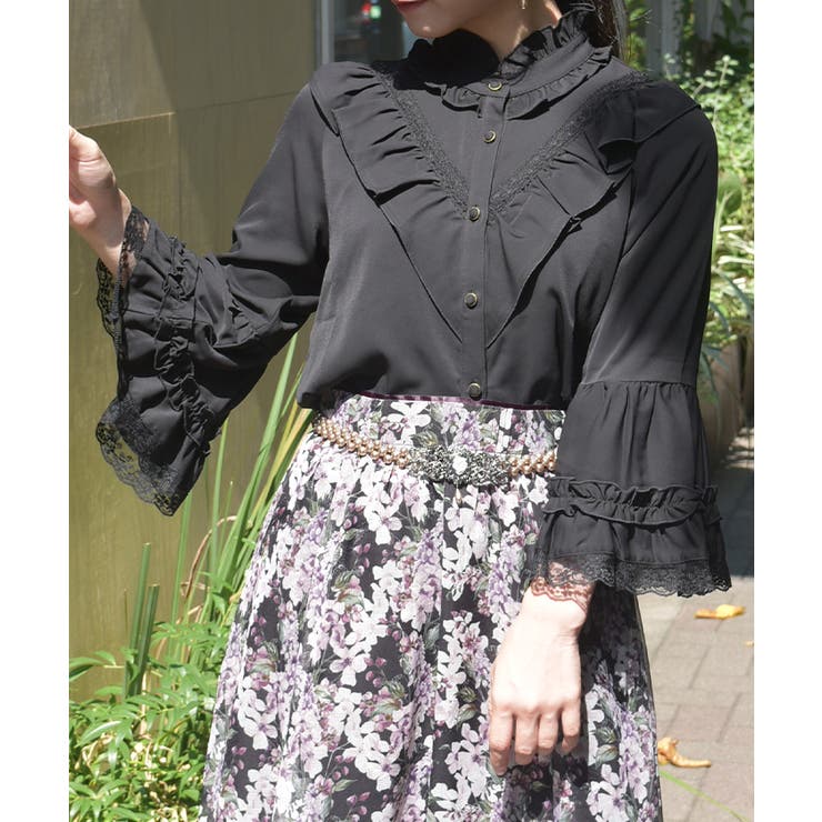 黒 | 姫袖風フレア袖ブラウス | axes femme