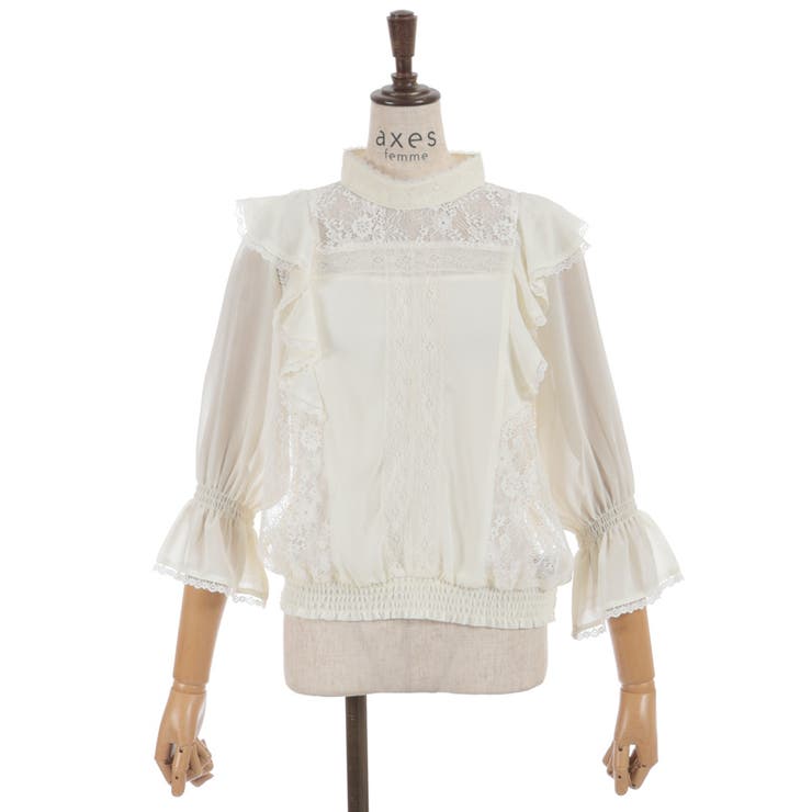 レース×シフォン七分袖ブラウス | axes femme | 詳細画像15 
