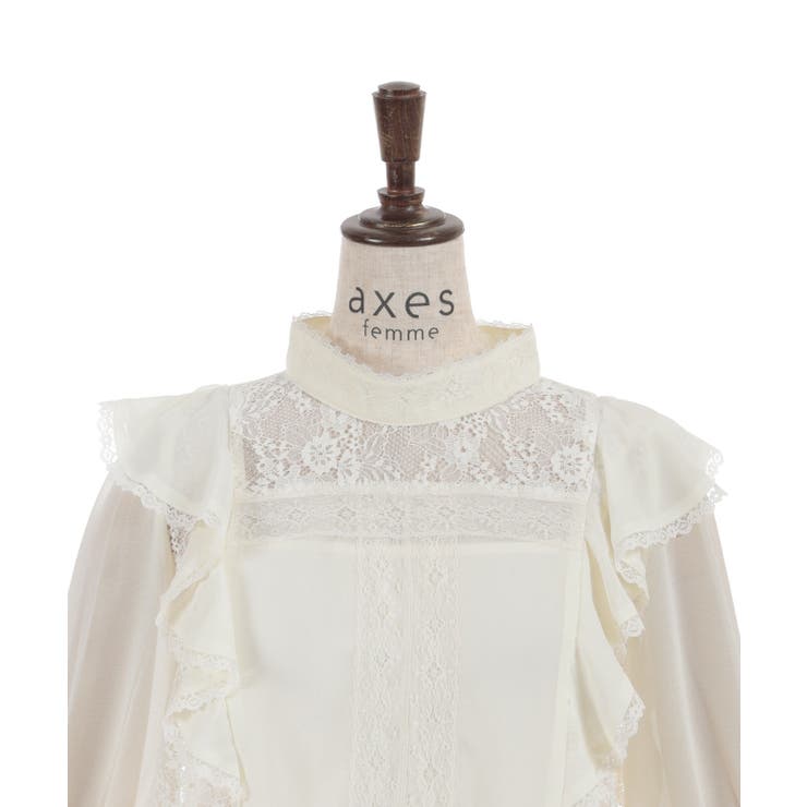 レース×シフォン七分袖ブラウス | axes femme | 詳細画像18 
