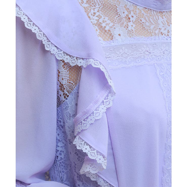 レース×シフォン七分袖ブラウス | axes femme | 詳細画像4 