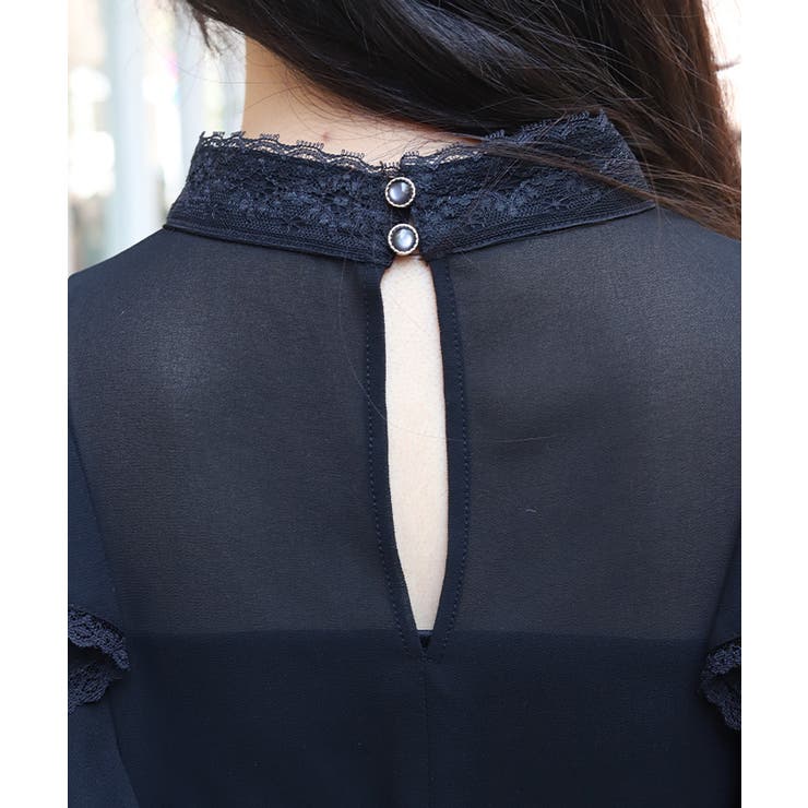 レース×シフォン七分袖ブラウス | axes femme | 詳細画像7 