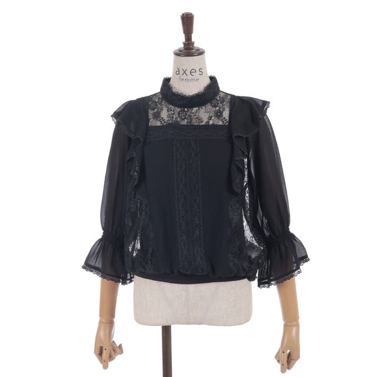 レース×シフォン七分袖ブラウス | axes femme | 詳細画像9 
