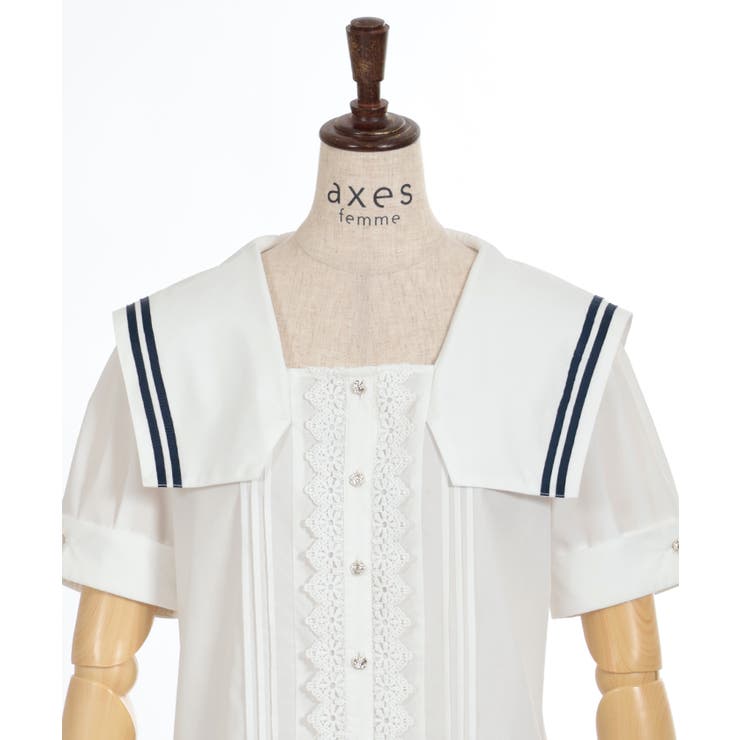 マリン風セーラーカラーブラウス[品番：IGAW0005005]｜axes femme