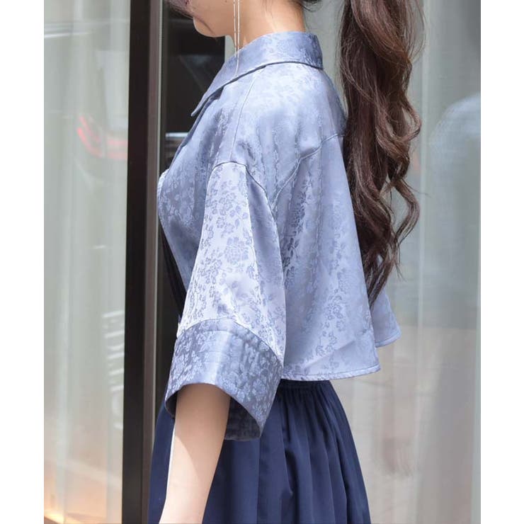 チャイナ釦ショートボレロブラウス[品番：IGAW0005053]｜axes femme