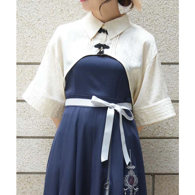 チャイナ釦ショートボレロブラウス[品番：IGAW0005053]｜axes femme