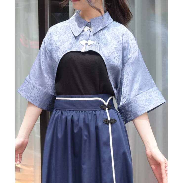 チャイナ釦ショートボレロブラウス[品番：IGAW0005053]｜axes femme