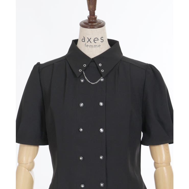 コルセット風ダブルボタンブラウス[品番：IGAW0005071]｜axes femme