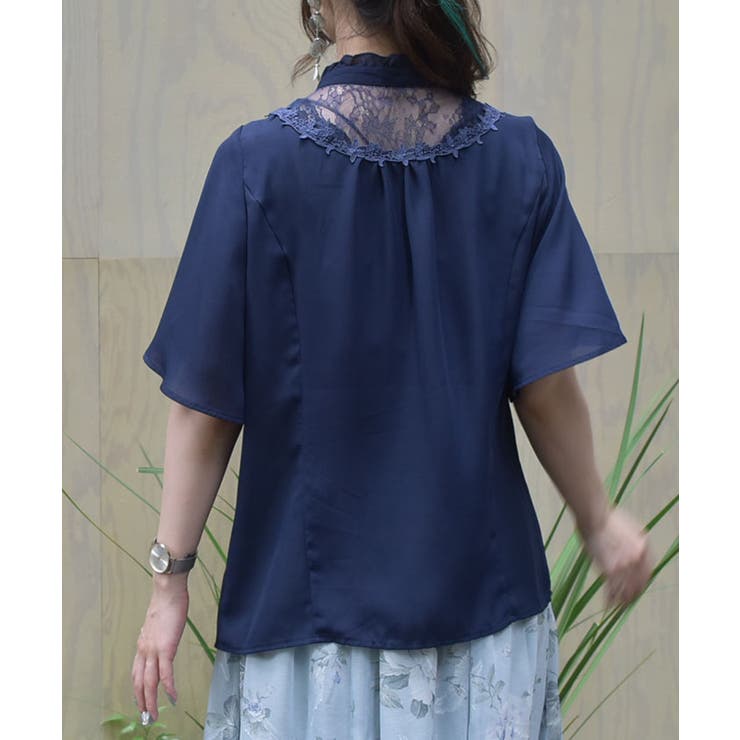 シアーレースヨークブラウス[品番：IGAW0005165]｜axes femme