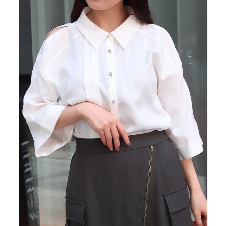 白 | ダブルジップブラウス | axes femme