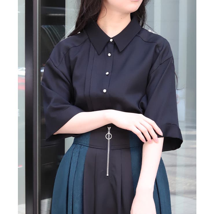 黒 | ダブルジップブラウス | axes femme