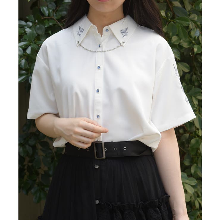 チェーン付刺繍シャツ | axes femme | 詳細画像10 