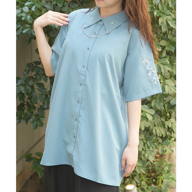 ミント | チェーン付刺繍シャツ | axes femme