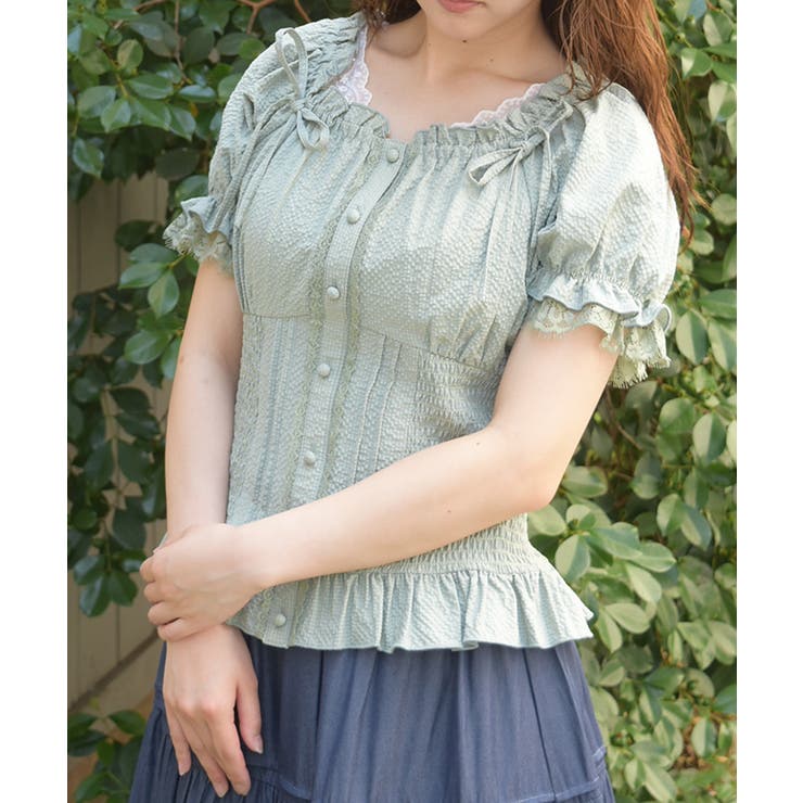 グリーン | シャーリングブラウス | axes femme