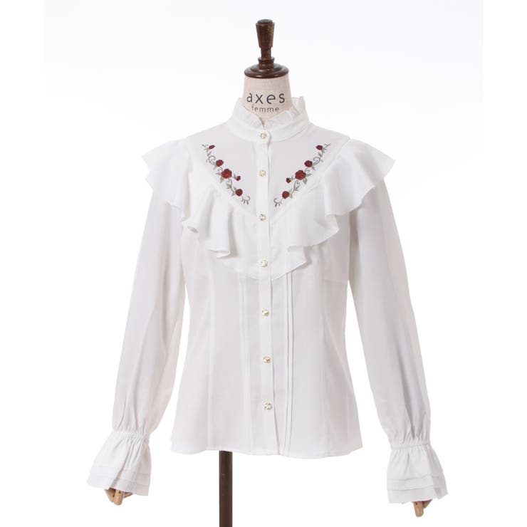 ローズ刺繍フリルブラウス[品番：IGAW0003431]｜axes femme