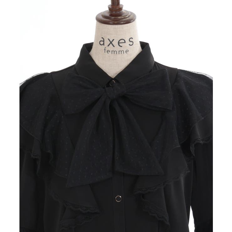 ドットチュールリボン姫袖ブラウス[品番：IGAW0004825]｜axes femme