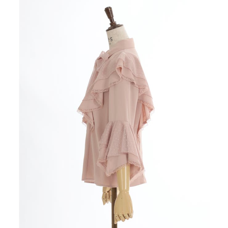 ドットチュールリボン姫袖ブラウス[品番：IGAW0004825]｜axes femme