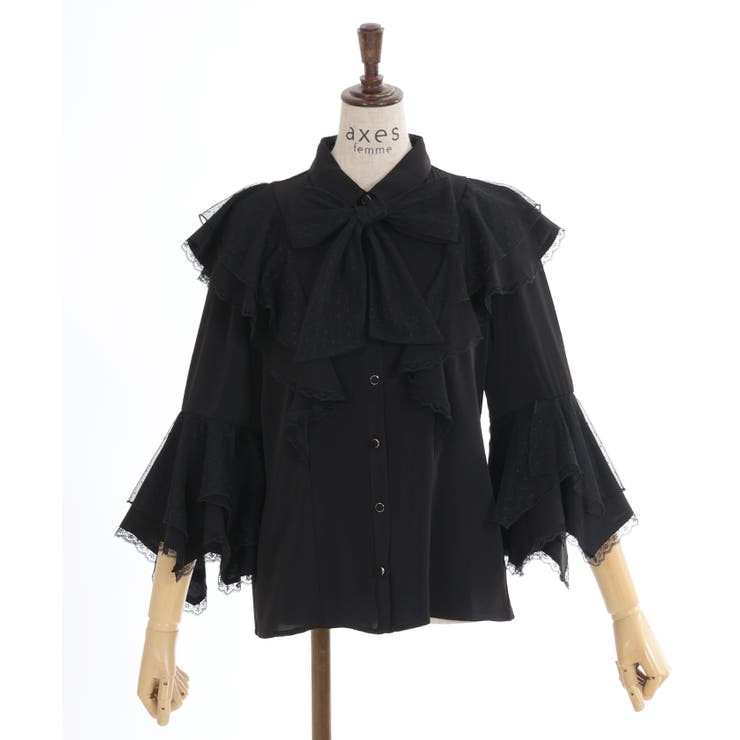 リボンドットチュールブラウス / miumiu AMOMMA]ドットチュール