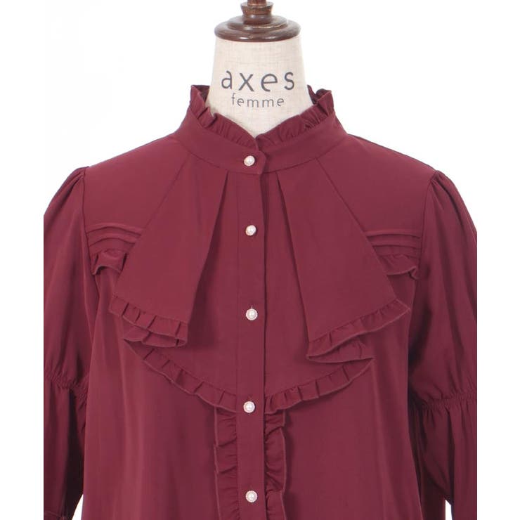 フォクシー♡お袖フリル トップス ブラウス 40 フリル袖ドットドビーブラウス[品番：IGAW0005408]｜axes femme