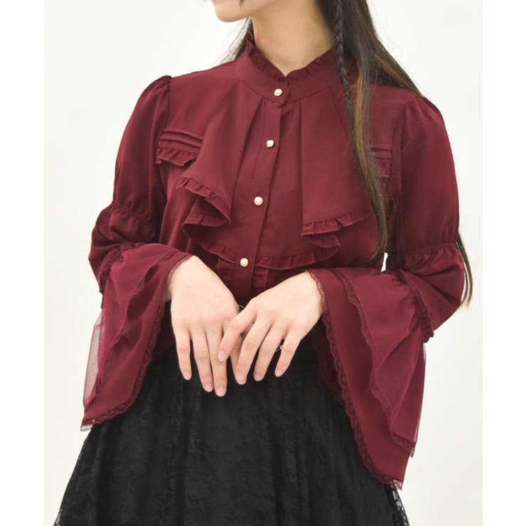 フロントフリル姫袖風ブラウス[品番：IGAW0005411]｜axes femme