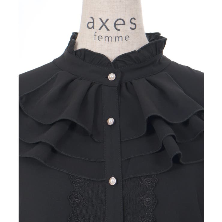 ジャボ風フリルブラウス[品番：IGAW0005769]｜axes femme